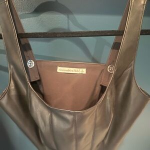 Black faux leather A&F corset